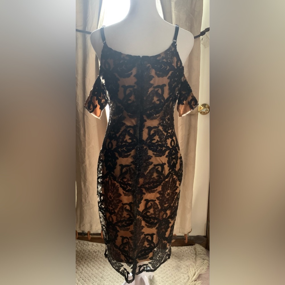 VENUS formal sequin lace dress Black/Tan size S